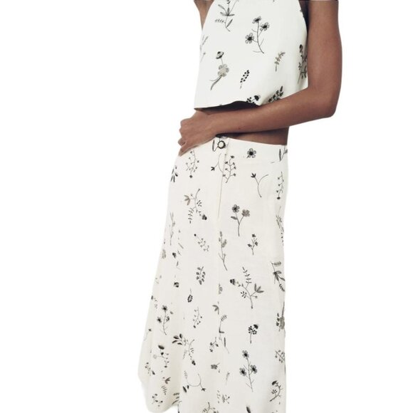 ZARA EMBROIDERED LINEN BLEND SKIRT ECRU SIZE XXL | 2731/093 - Picture 2 of 9